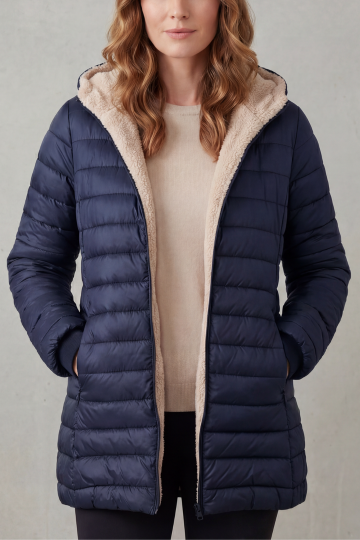 Delphina Elegant Sherpa Lined Hooded Puffer Jacket - image 5