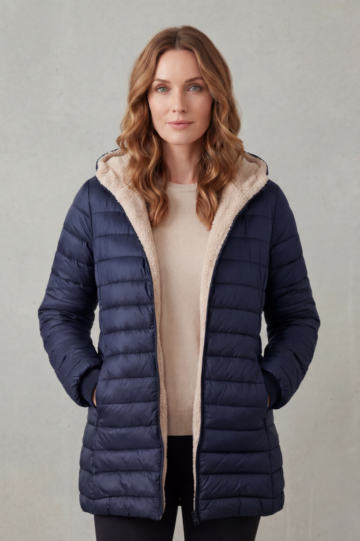 Delphina Elegant Sherpa Lined Hooded Puffer Jacket - image 6
