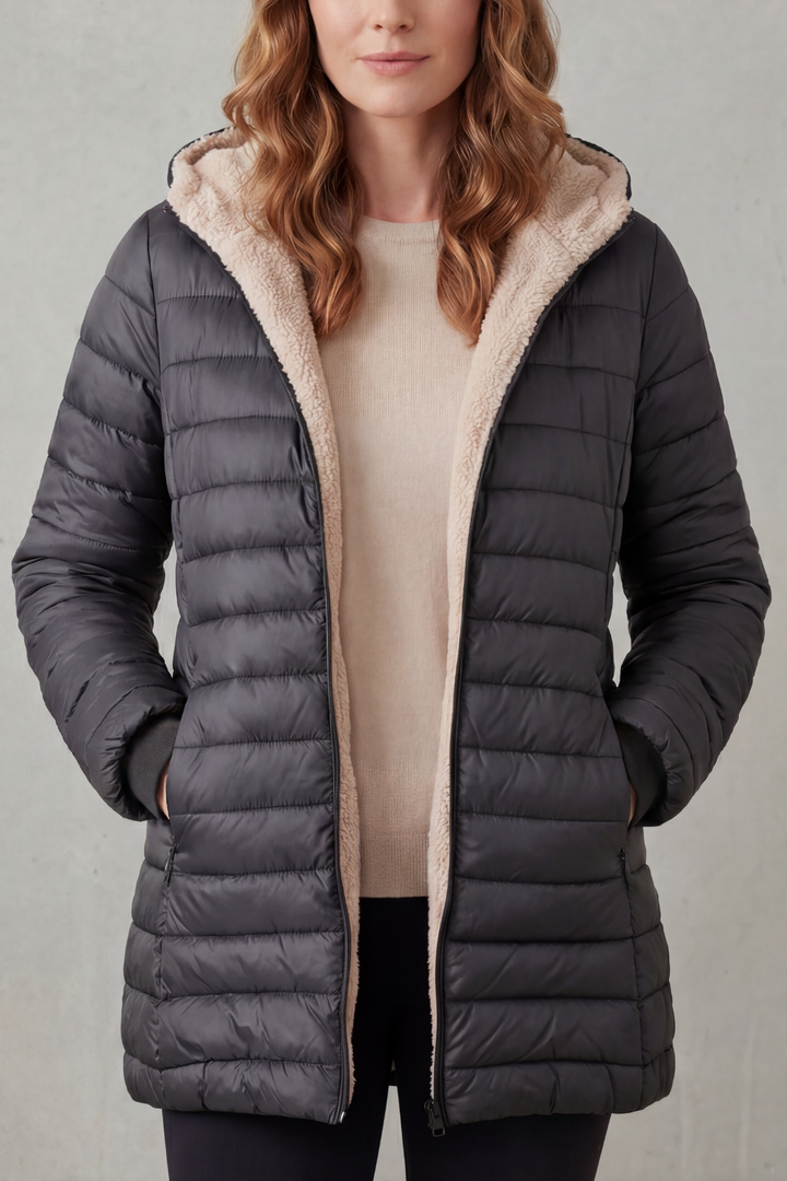 Delphina Elegant Sherpa Lined Hooded Puffer Jacket - image 7