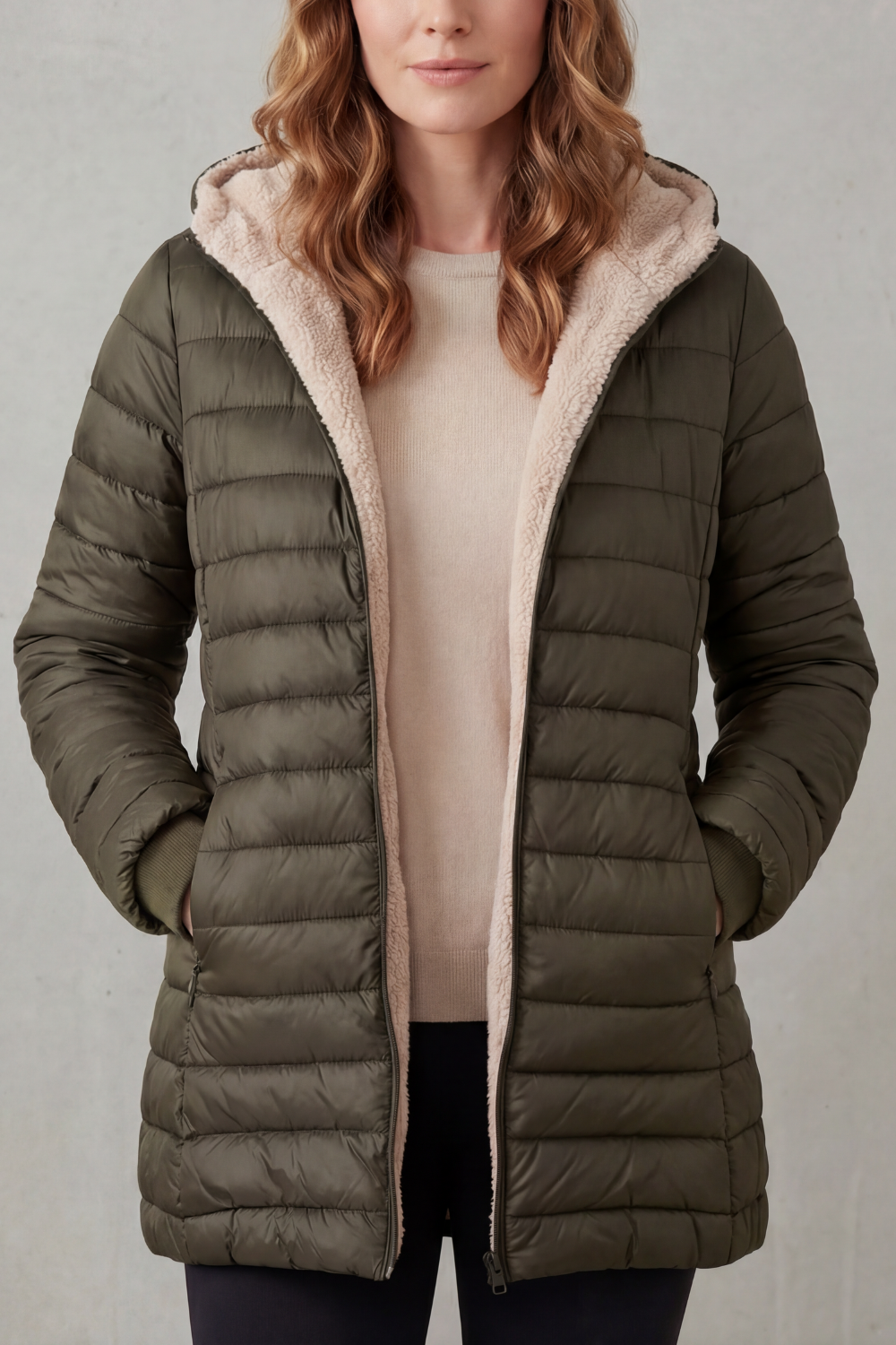 Delphina Elegant Sherpa Lined Hooded Puffer Jacket - image 9