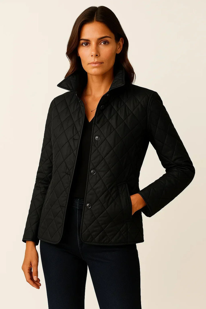 Tilda fitted diamond quilted jacket with check detail – image 5