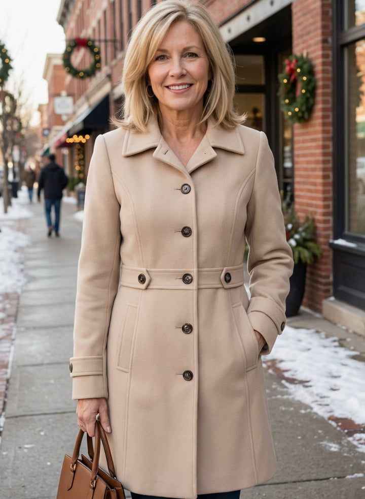 Greer fitted wool coat with belted waist