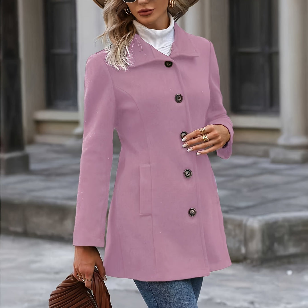 Frida fitted wool coat with stand collar – image 4