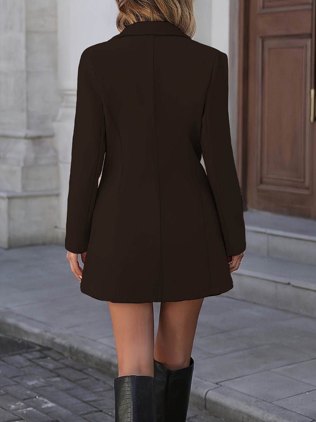 Frida fitted wool coat with stand collar – image 8