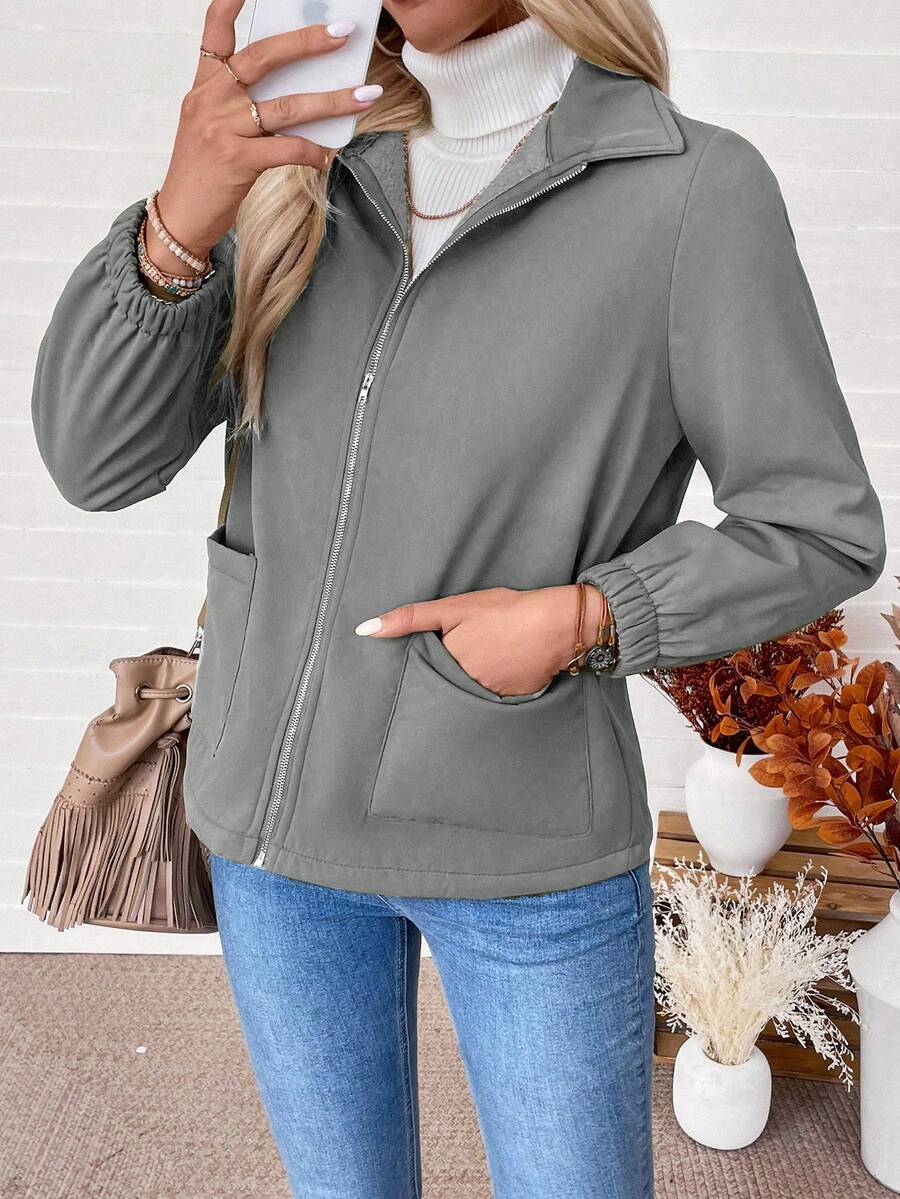 Britt | Elegant Fleece Lined Zip Up Jacket