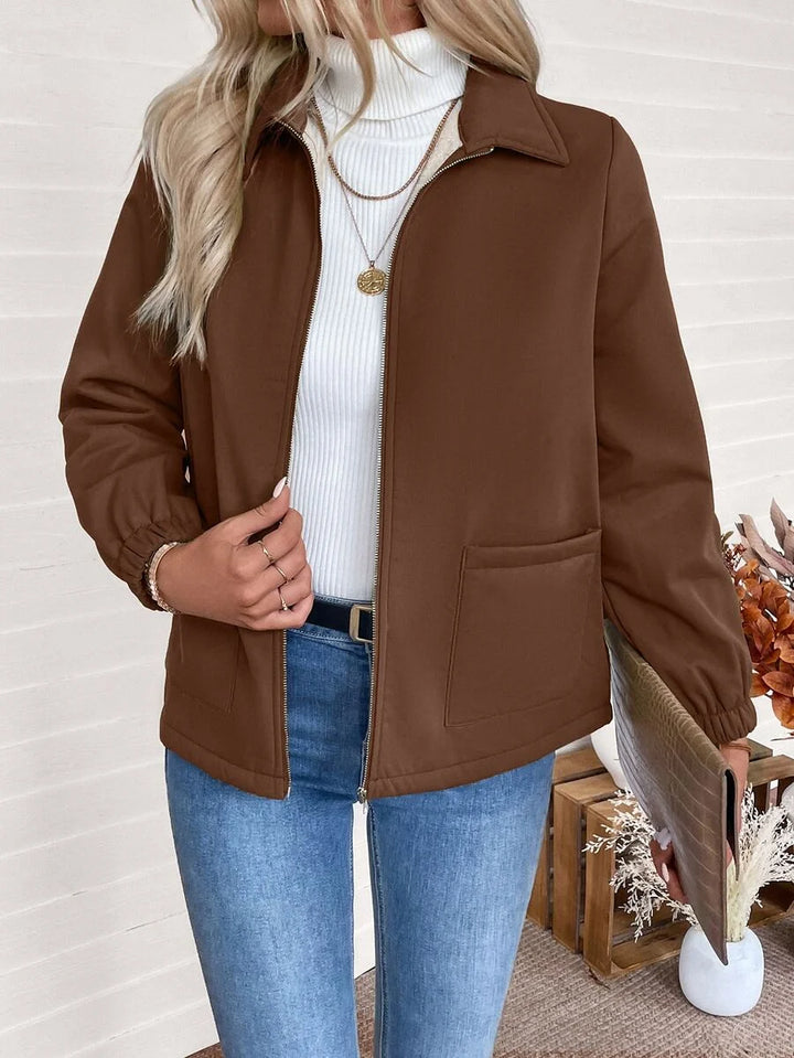 Britt | Elegant Fleece Lined Zip Up Jacket