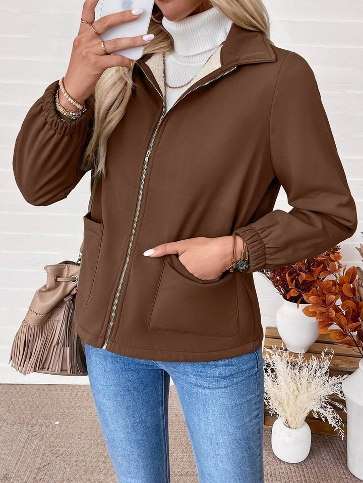 Britt | Elegant Fleece Lined Zip Up Jacket