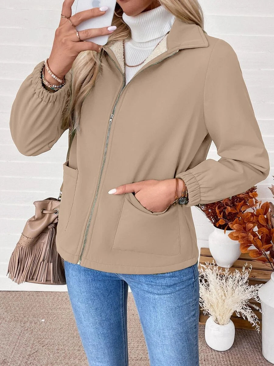 Britt | Elegant Fleece Lined Zip Up Jacket