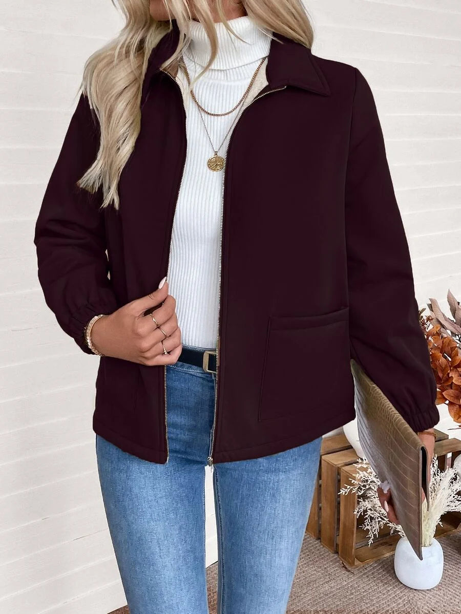 Britt | Elegant Fleece Lined Zip Up Jacket