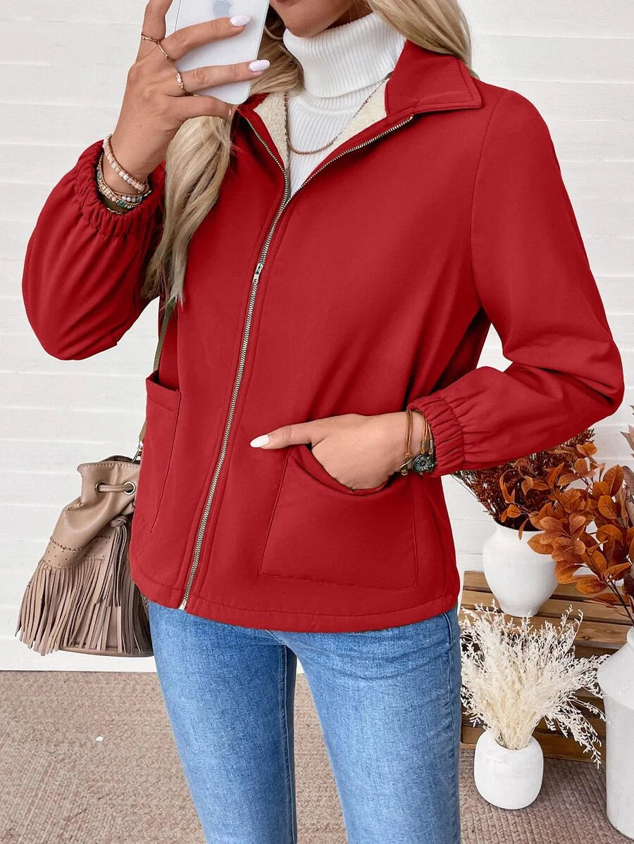 Britt | Elegant Fleece Lined Zip Up Jacket