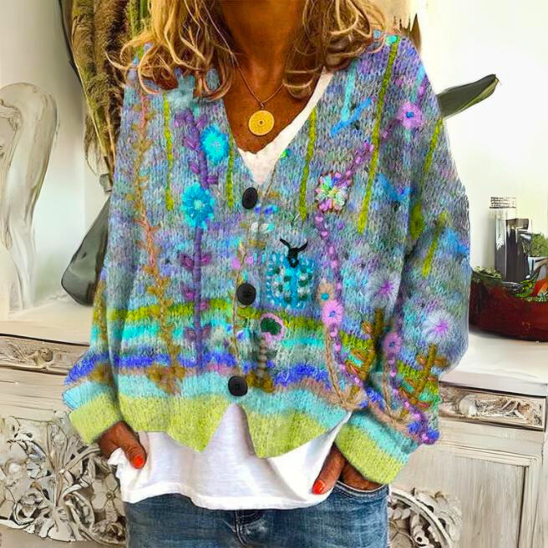 Marit floral embroidered knit cardigan – image 2
