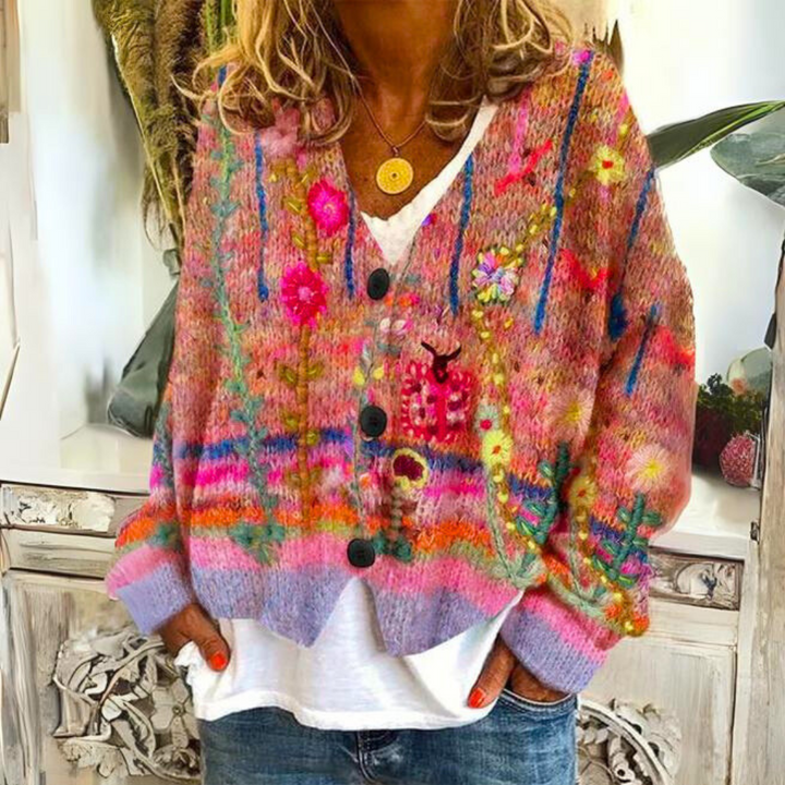Marit floral embroidered knit cardigan – image 3