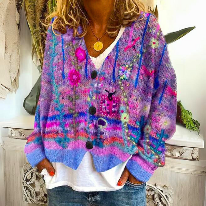 Marit floral embroidered knit cardigan – image 4