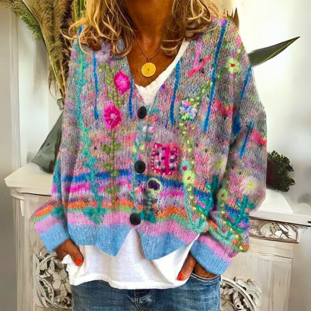 Marit floral embroidered knit cardigan