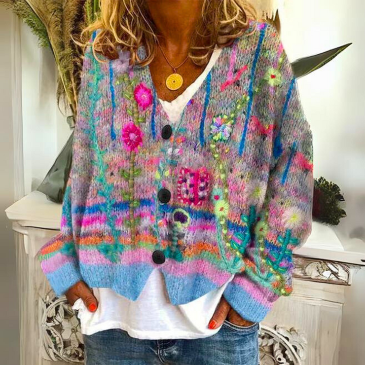 Marit floral embroidered knit cardigan