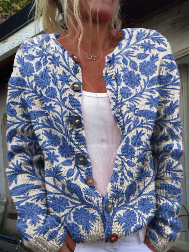 Svea floral print knit cardigan