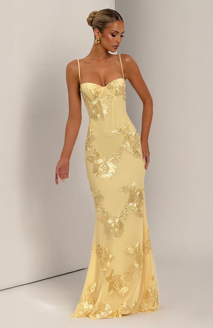 Florentine floral applique corset maxi gown – image 8