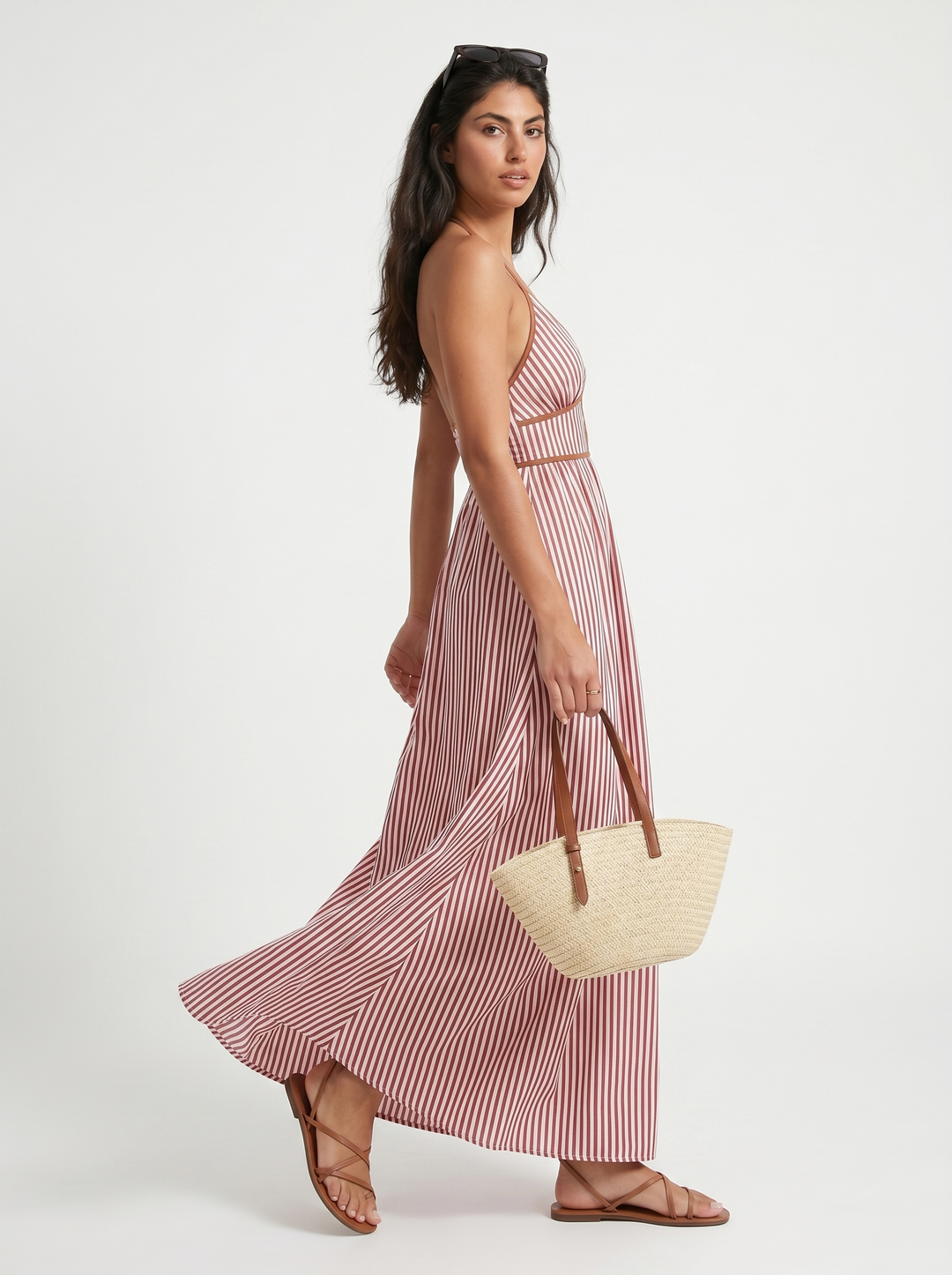 Hazel Elegant Sculptural Halter Maxi Dress - image 9