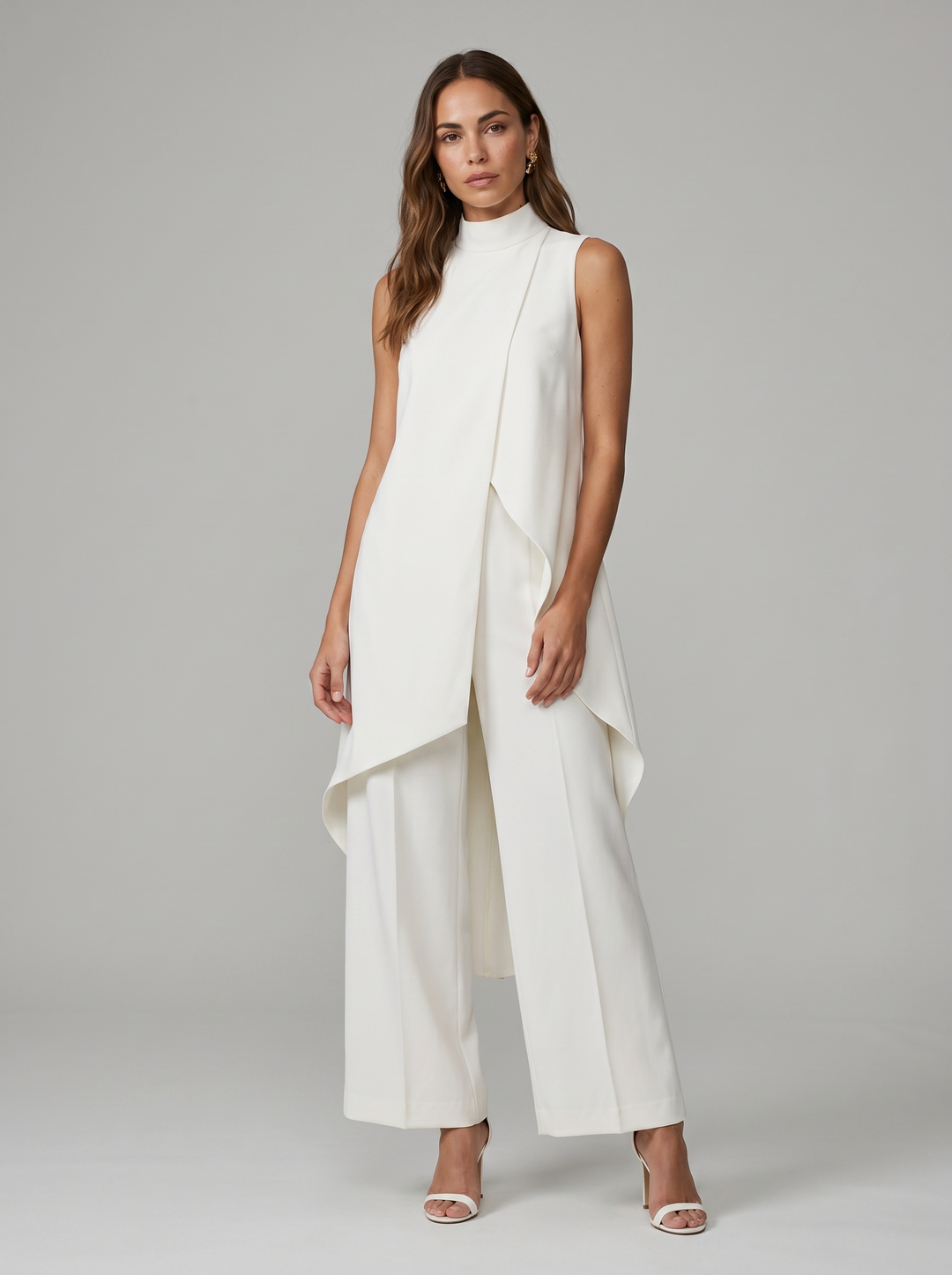 Sabine two piece sleeveless roll neck set