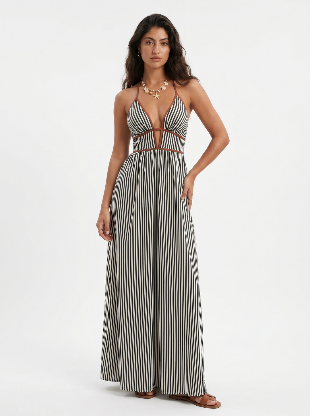 Hazel Elegant Sculptural Halter Maxi Dress - image 22