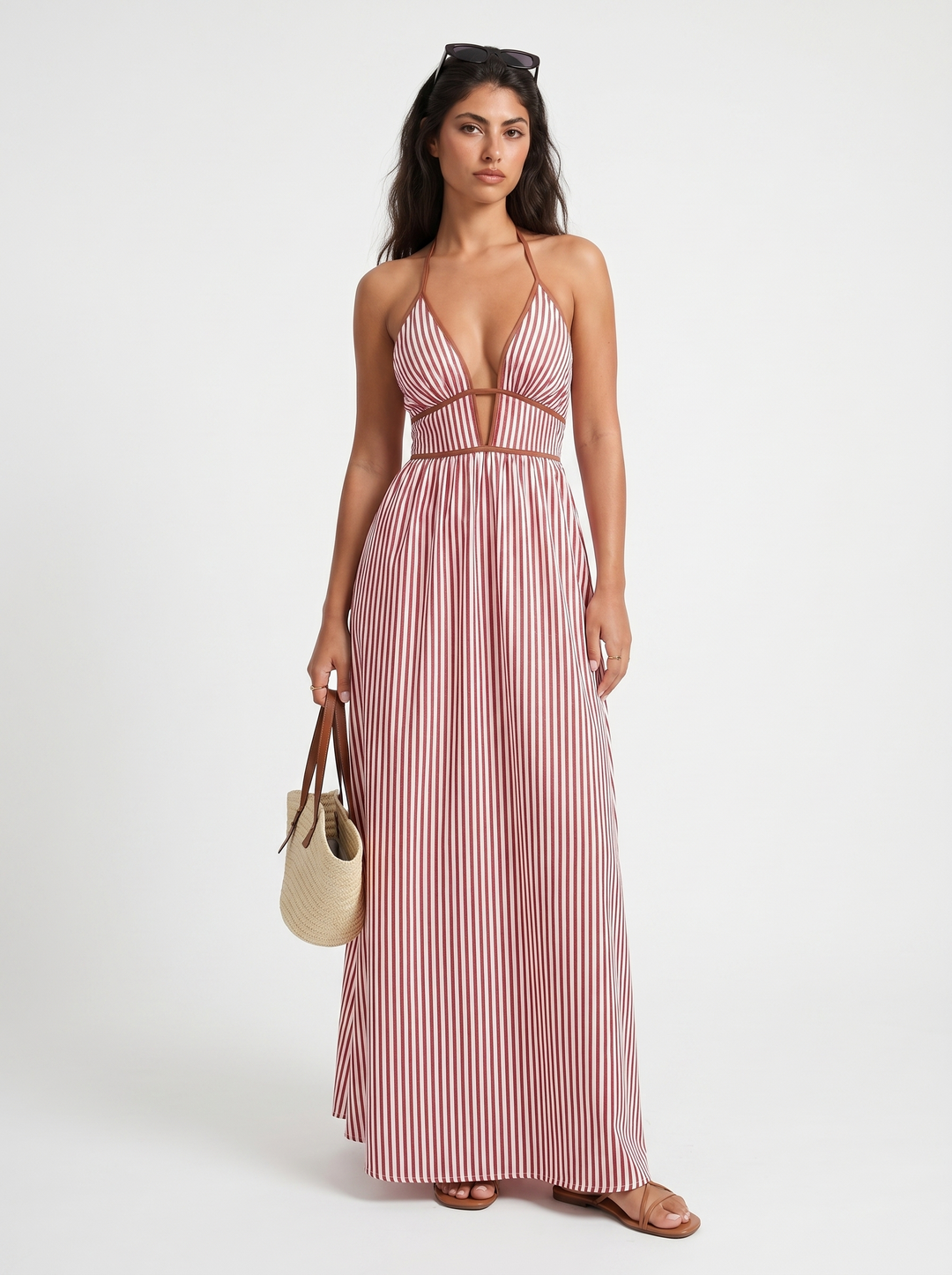 Hazel Elegant Sculptural Halter Maxi Dress - image 8