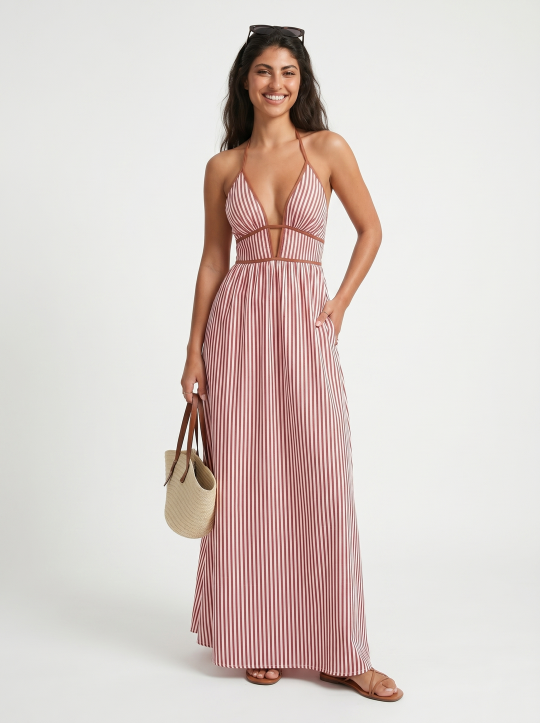 Hazel Elegant Sculptural Halter Maxi Dress - image 10