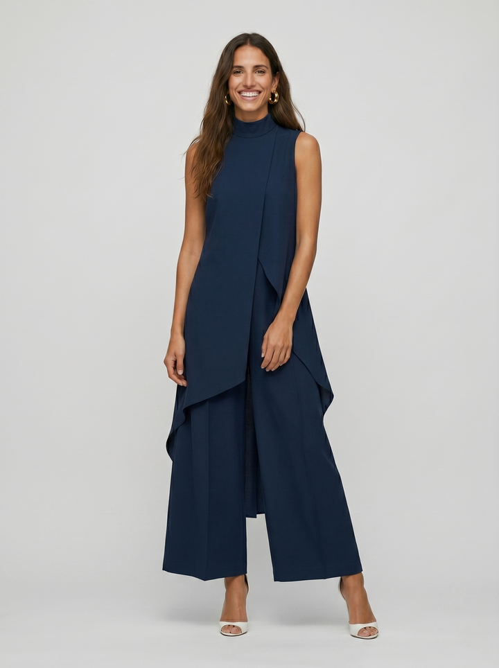 Sabine | Elegant Two Piece Sleeveless Roll Neck Set