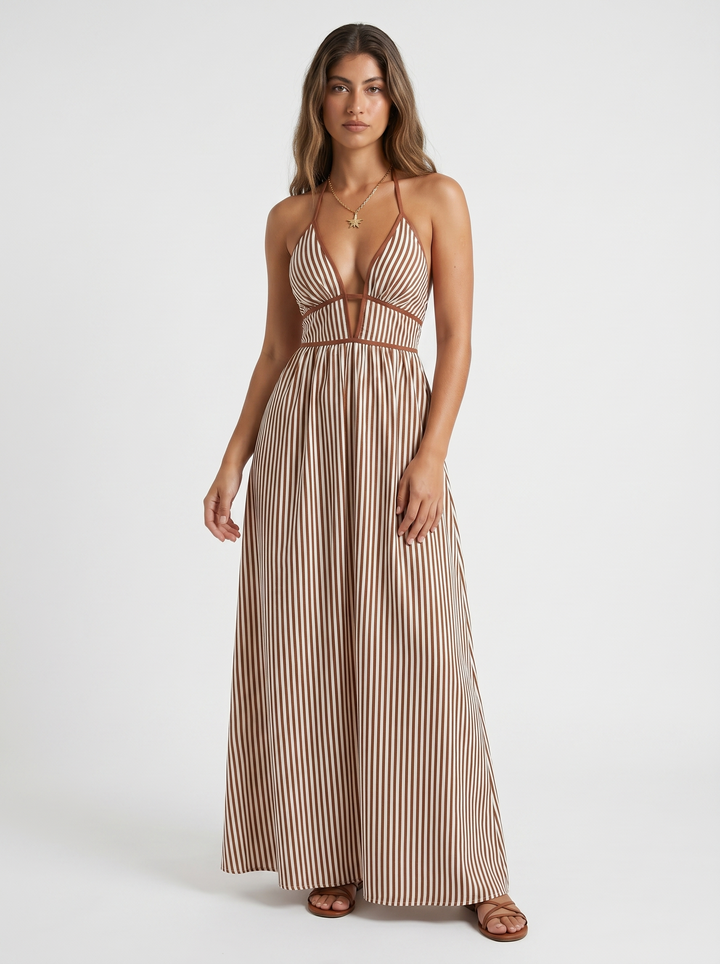 Hazel Elegant Sculptural Halter Maxi Dress - image 14