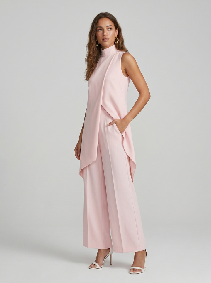 Sabine | Elegant Two Piece Sleeveless Roll Neck Set
