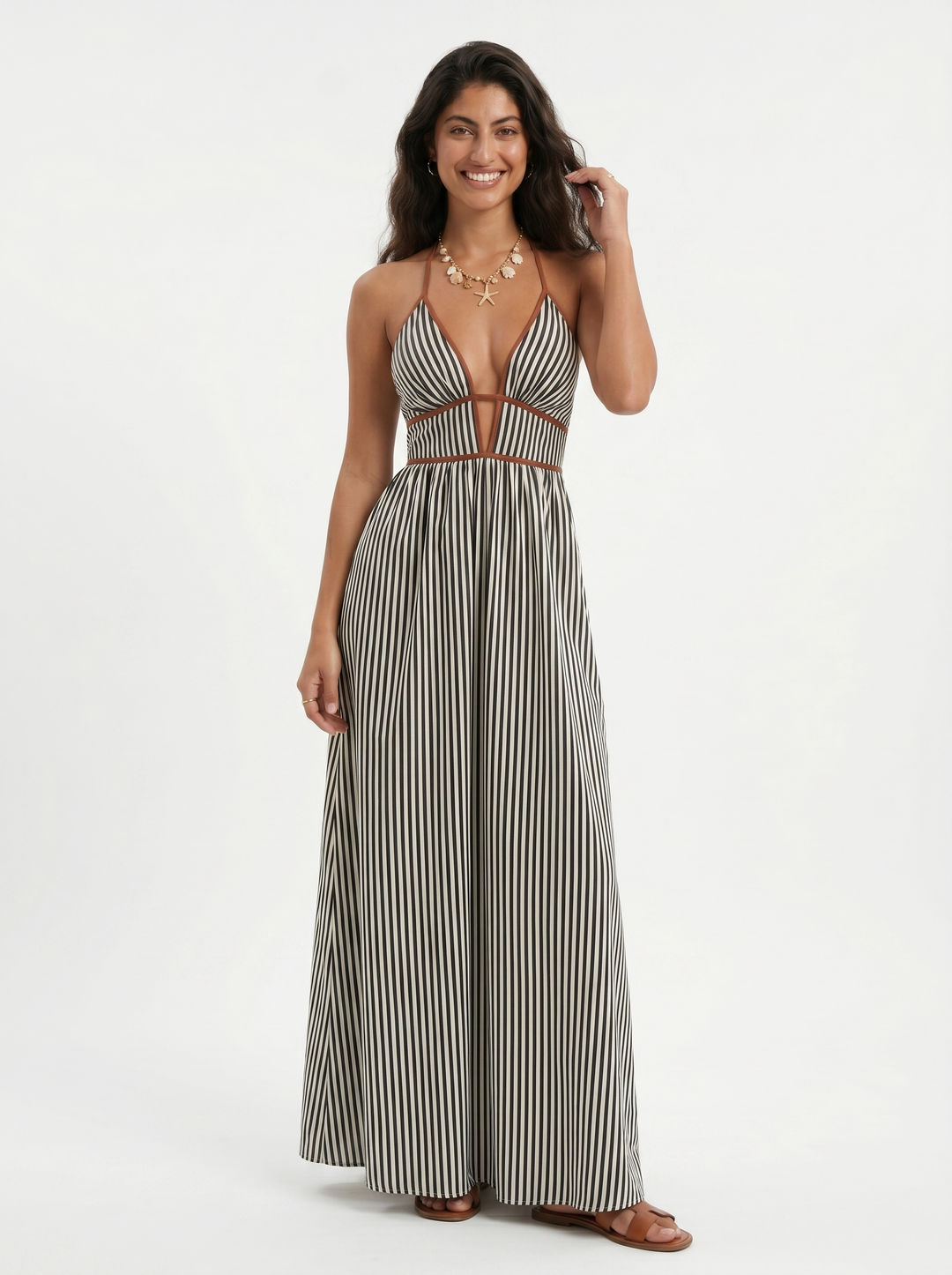 Hazel Elegant Sculptural Halter Maxi Dress - image 24