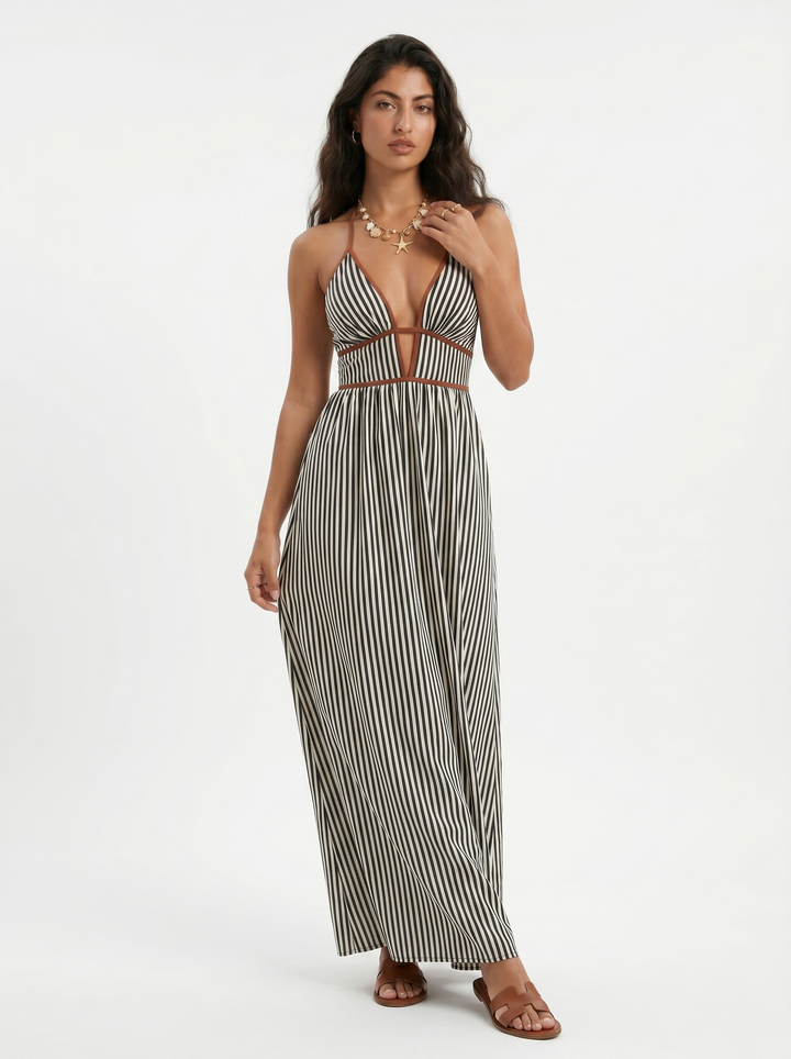 Hazel Elegant Sculptural Halter Maxi Dress - image 23