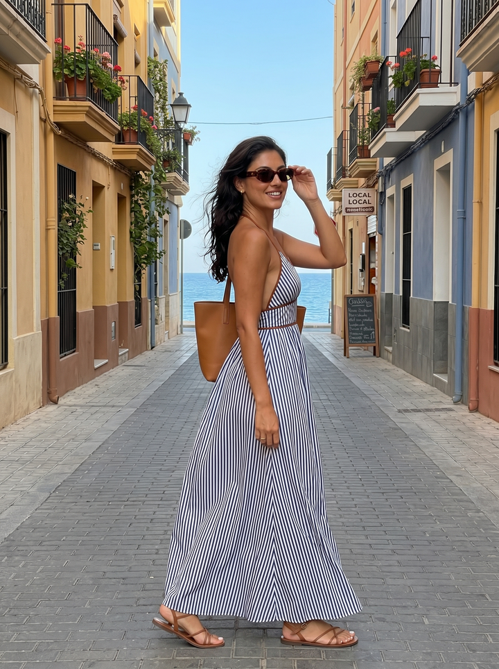 Hazel Elegant Sculptural Halter Maxi Dress - image 20