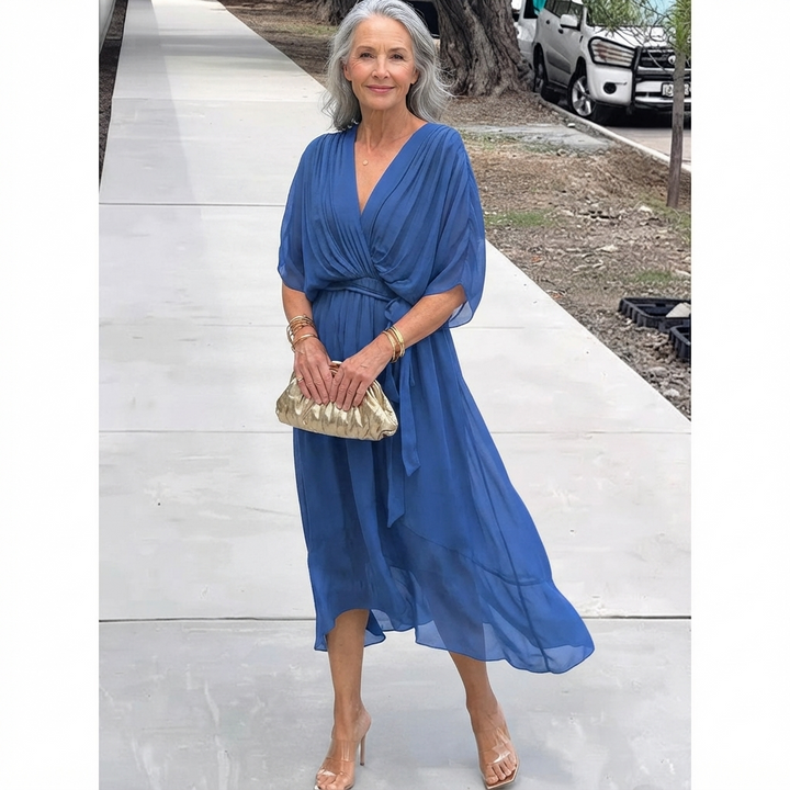 Elfrid wrap v neck midi wedding guest dress