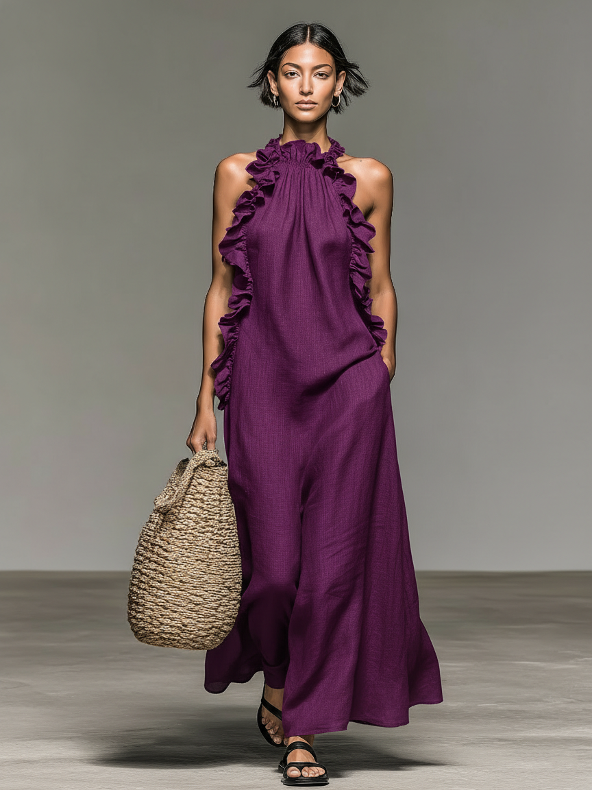 Talia maxi dress, ruffle skirt detail