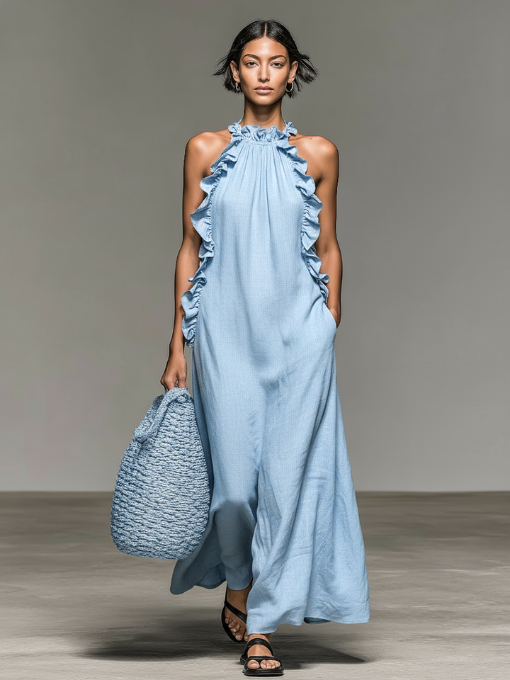 Talia maxi dress, halter neckline detail