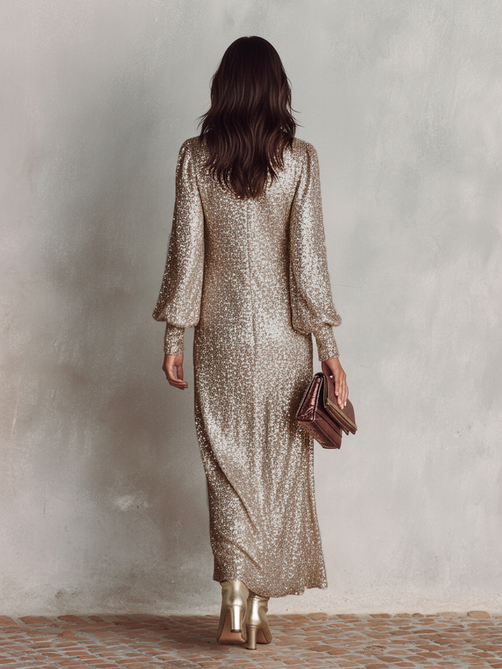 Rosina Elegant Loose Fit Sparkle Maxi Dress - image 6