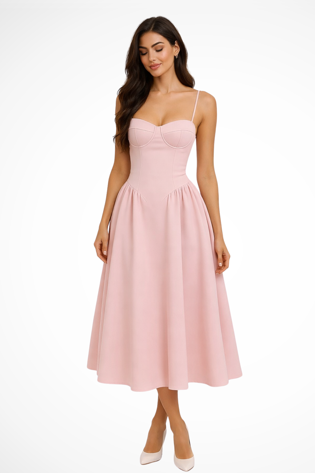 Galina corset bodice a line midi dress