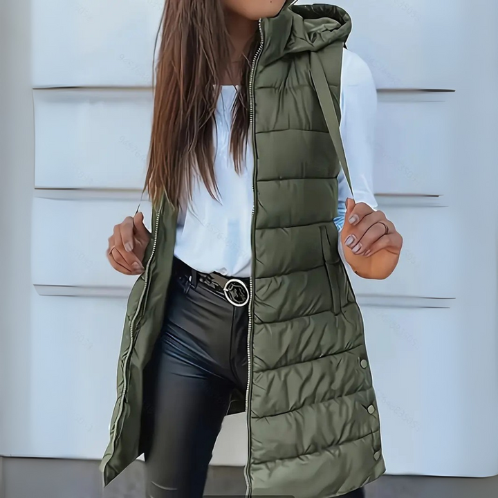 Paloma hooded longline puffer gilet – image 3