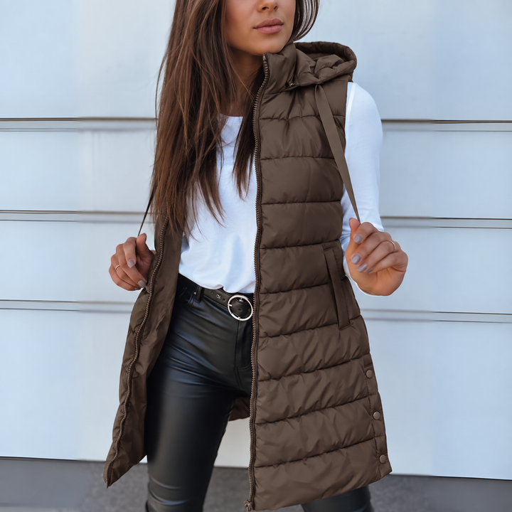 Paloma hooded longline puffer gilet – image 7