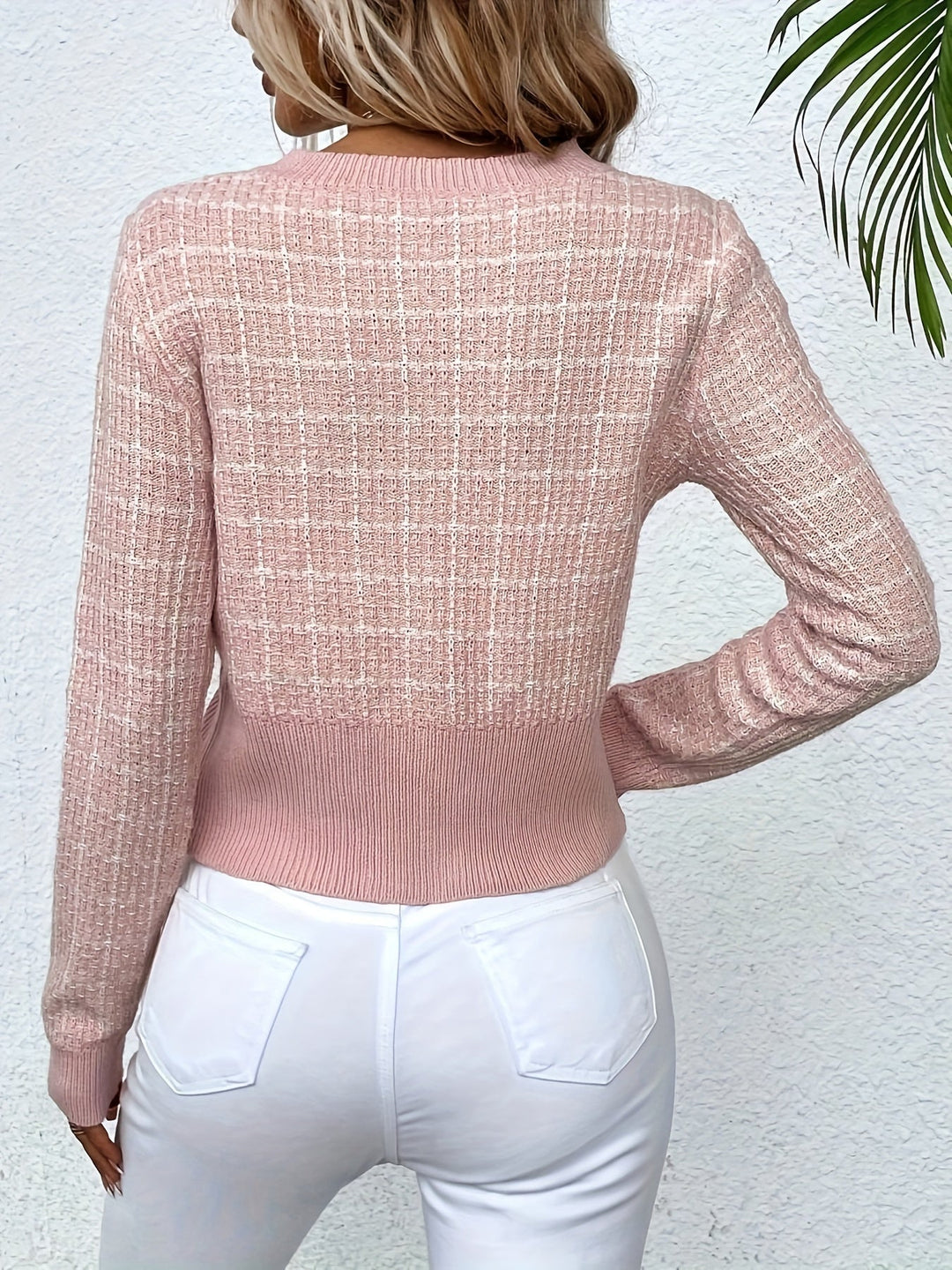 Marlies houndstooth knit cardigan with gold buttons – image 9