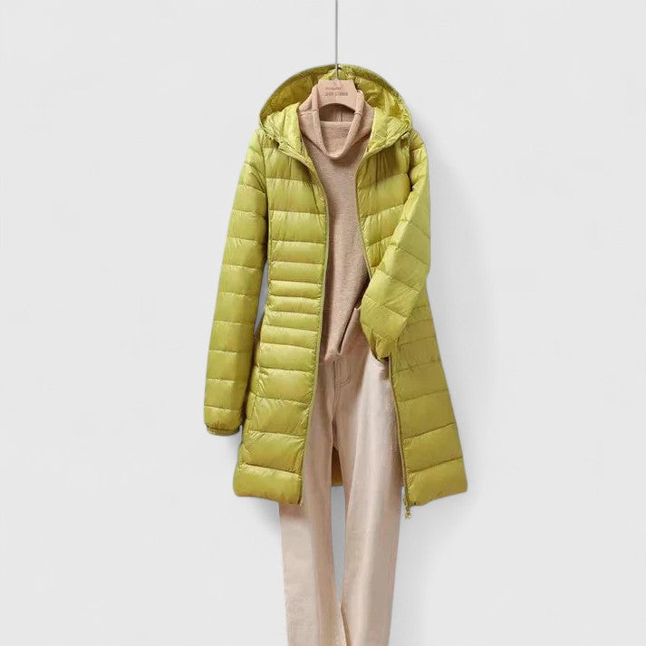 Ottavia glossy longline puffer jacket with hood – image 2