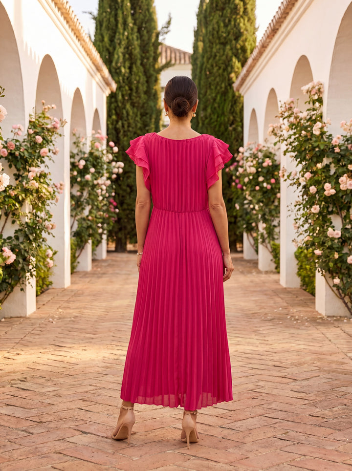 Sanni flowing pleated occasion midi dress – image 5