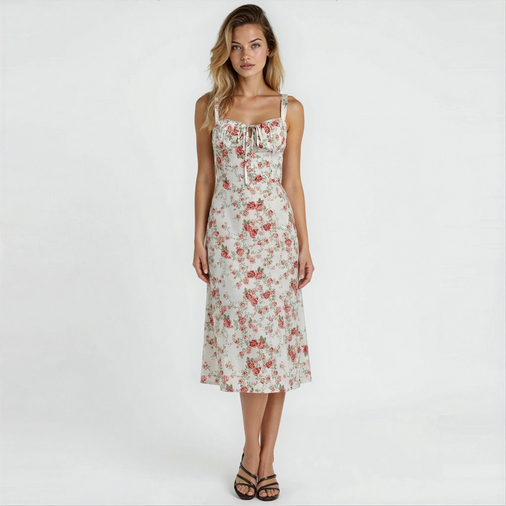 Yvonne sweetheart neck flared midi dress – image 9