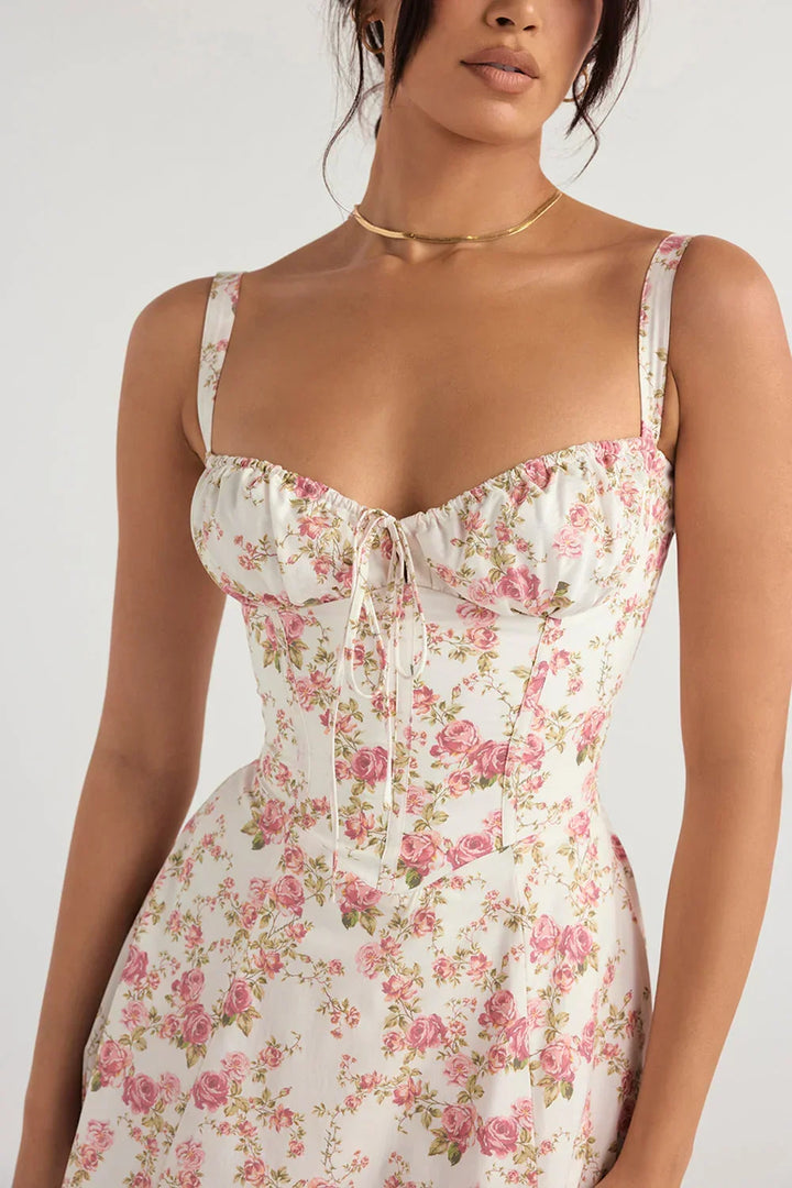 Yvonne sweetheart neck flared midi dress – image 11