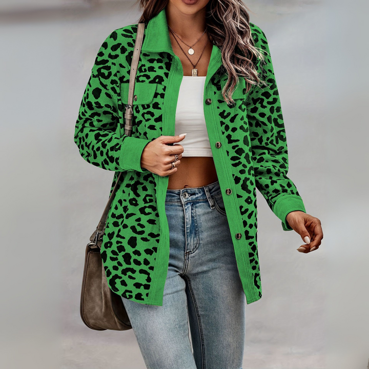 Fay leopard print shacket with corduroy trim – image 2