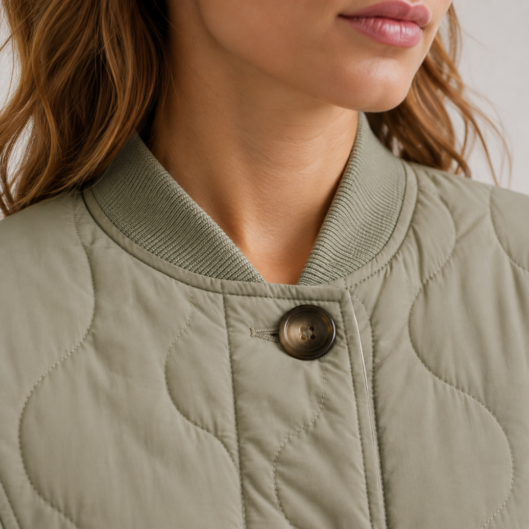 Maja lightweight quilted jacket with ribbed collar – image 3