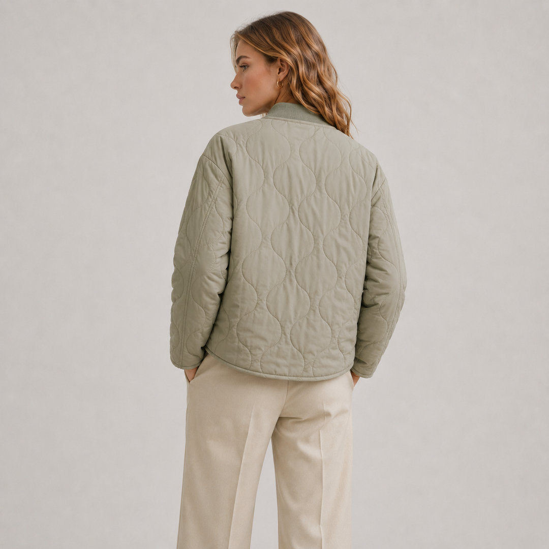 Maja lightweight quilted jacket with ribbed collar – image 4