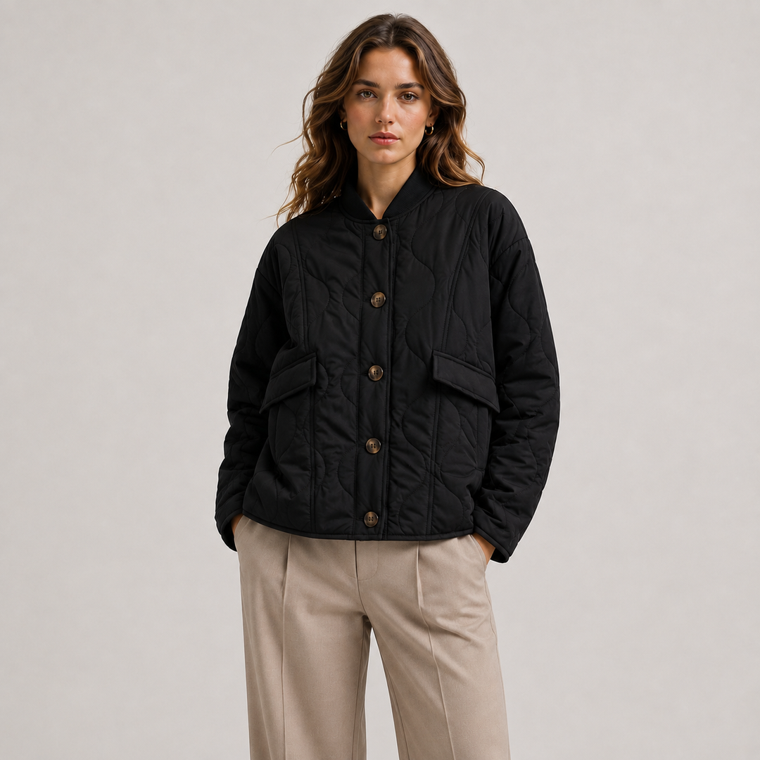 Maja lightweight quilted jacket with ribbed collar – image 6