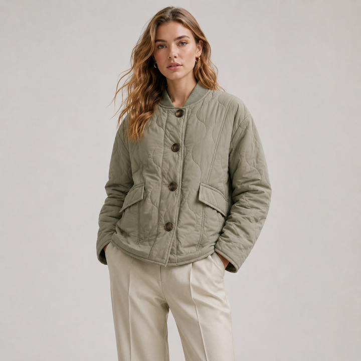 Maja lightweight quilted jacket with ribbed collar