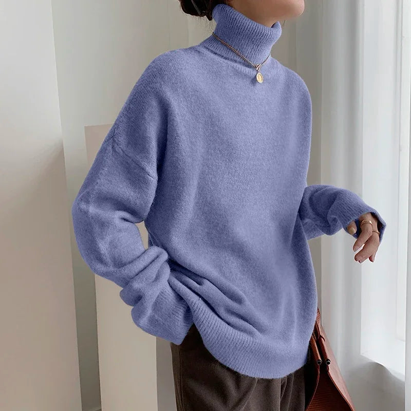 Minerva oversized roll neck jumper with ribbed cuffs – image 9